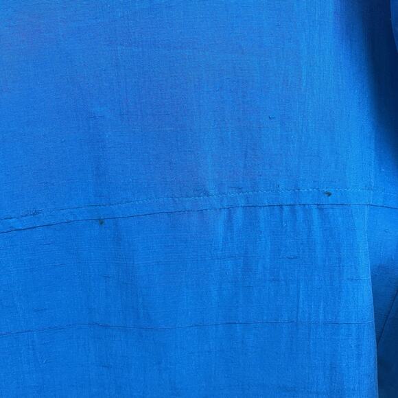 CHAR 100% SILK Jacket Size 8 / Large Vintage Open Front Cobalt Blue Should Pads - Picture 9 of 10